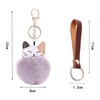 Qiwenr Plush Ball Keyring, Red + Grey Plush Keyring