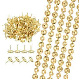 sourcing map 5Pcs Upholstery Tacks Strips, 3.28ft Decorative Nail Trims for Sofa Headboard Furniture DIY with Upholstery Nails(16mm Gold)