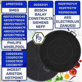 2 Pieces Activated Charcoal Filters for Cooker Hoods Ø 210 x 31 mm with the Original Code 400353121 for Bosch for Neff 9029793719 for AEG C00025492 for Indesit 484000008579 for Whirlpool - MONTERAL