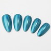 XZMeiLun 24Pcs Blue Holographic Acrylic Press on Nails Short Almond