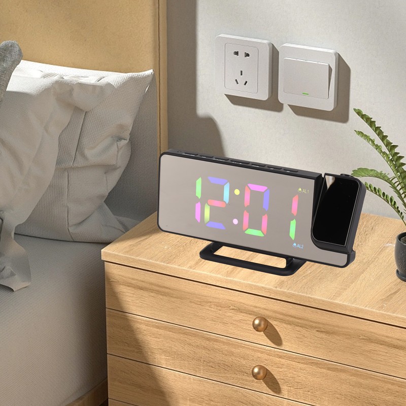 Digital Clock RGB LED Large Screen Mirror Projection Multifunctional Table