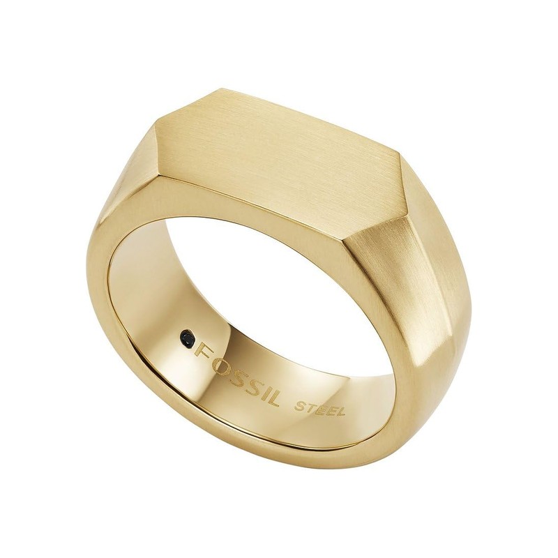 Fossil Men's Ring, All Stacked Up Gold-Tone Stainless Steel Signet