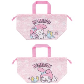 Skater KB7-A Sanrio Children's Lunch Bag, Drawstring Bag, My Melody, Ushiro, Made in Japan