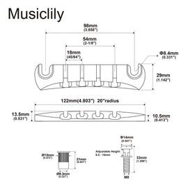 Musiclily Pro 18mm Zinc Alloy 4-String Bass Stop Tailpiece, Black