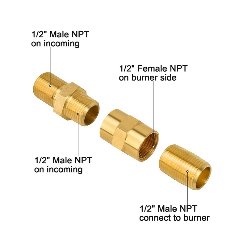 Stanbroil Fire Pit Burners Air Mixture Valve, Solid Brass 1/2"