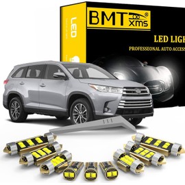 BMT xms 15 Piece LED Interior Light Kit for Toyota Highlander 2014 2015 2016 2017 2018 2019 Interior LED Lights Bulbs Package Kit Map Dome License Plate Lights Install Tool