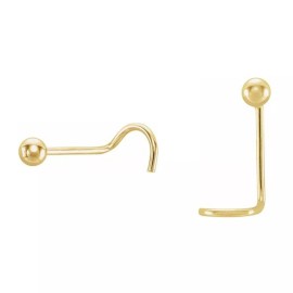 Le Suq 14K Yellow Gold 22 Gauge Tiny 1.5mm Ball Head Nose Earring Stud Curved Pin Post