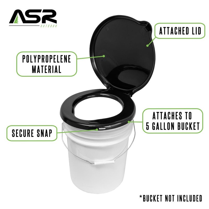 ASR Outdoor Camping Toilet, 5 Gallon Bucket Portable Toilet Seat