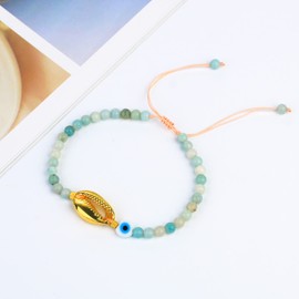 KELITCH Turquoise Beaded Bracelet Gold Shell Charm Bracelets Women Thin Strand Bracelets For Women