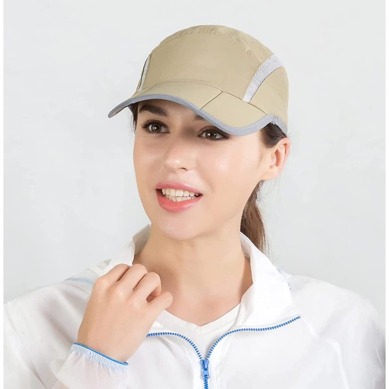 CONNECTILE Folding Mesh Sports Cap Reflective Stripe Breathable Runner Cap,