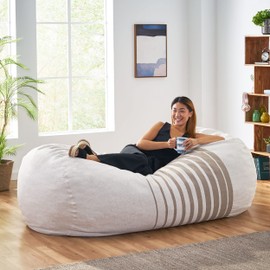 Christopher Knight Home Hudgeons 6.5 Foot Striped Bean Bag - Natural/Brown Stripes