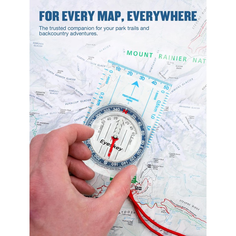 Eyeskey Ultra-Light Compass,Compact Hiking&Mountaineering, Accurate Orienteering Compass with Map Scales