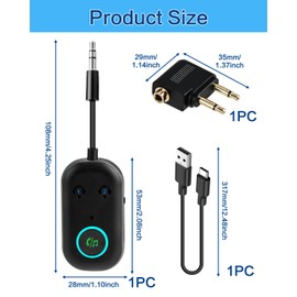 Bluetooth Transmitter Receiver 5.3 AUX Wireless 2-in-1 Bluetooth Adapter 3.5mm with Dual Connection LED Display Portable Audio Receiver for TV Car Airplane Speakers Tablet Headphone Phone Gym
