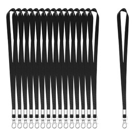 XHDA 20PCS Black Lanyards for Neck, Lanyards for ID Badge, Lanyard with Metal Swivel Hook for ID Card Badge Holder