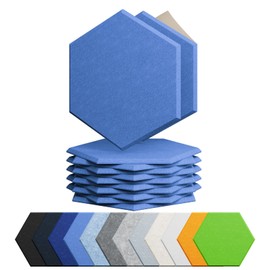 Amantech 12 Pack Acoustic Panels Self Adhesive Sound Proof Foam, High Density Sound Acoustic Foam Panel, 12X10.23X0.4 Inch Hexagon Wall Panels in Home,Office,Reccording Room,Studio(Sky Blue)