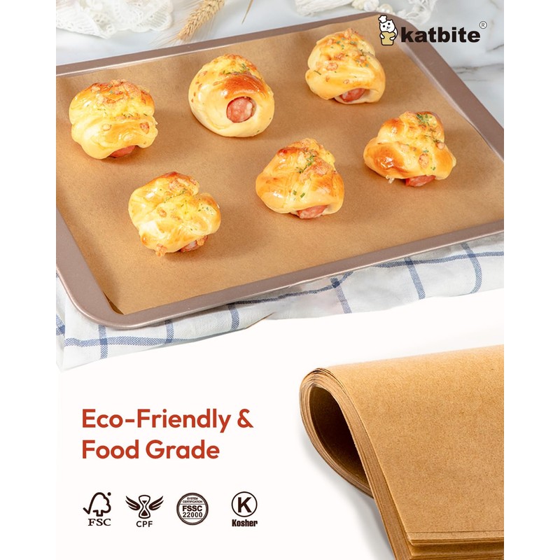 Katbite 16x24 Inch Parchment Paper Sheets, 100Pcs Non-Stick Precut Baking
