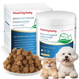 Cat Skin and Coat Healthy Chews, 500 Chews, Crunchy Treats with Vitamin E, Omega 3, Moisturizes Skin & Promotes Shiny Hair, Reduces Shedding for Cats, Cat Supplements - Chicken