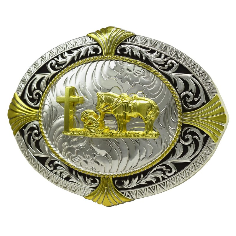 Moranse Religion Cross Cowboy Kneeling Prayer And Horse Design Belt