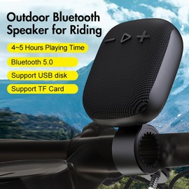Aswalling Bike Speaker Bicycle Handbar Wireless Bluetooth Louderspeaker Outdoor Handlebar Subwoofer for Cycling Riding-Black