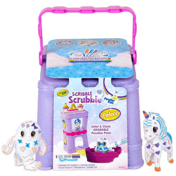 Crayola Scribble Scrubbie Peculiar Pets, Palace Playset with Unicorn and Yeti, Gift, Ages 3, 4, 5, 6