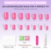 SXVME Uñas postizas acrílicas naturales con pegamento para mujer, uñas