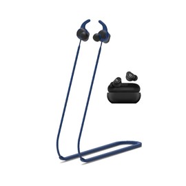 WUNIAK for Beats Solo Buds Strap,Soft Silicone Sports Anti Lost Strap Lanyard Special Anti-slip Texture Design Accessories Only Compatible with Beats Solo Buds Neck Rope Cord,Blue.