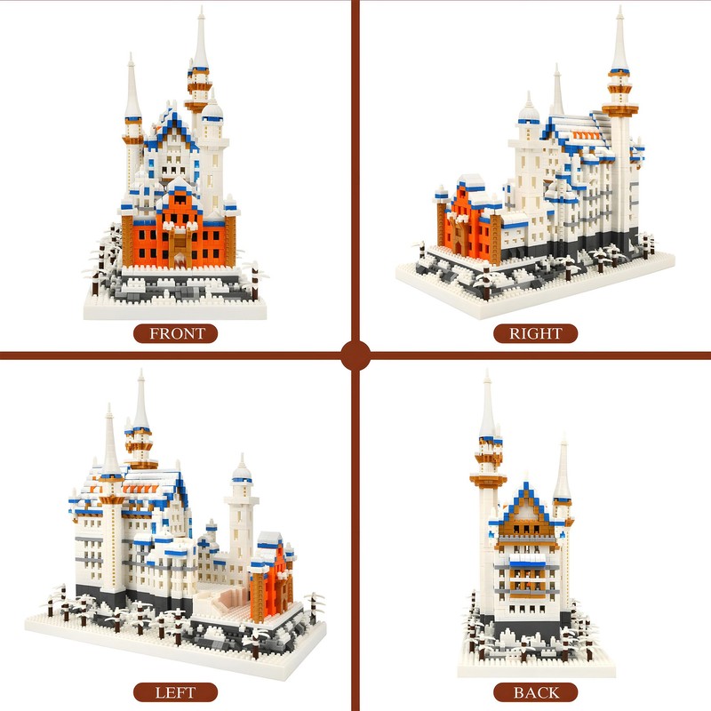 Seyaom Germany Swan Stone Castle Mini Bricks Kit, Light-Up World