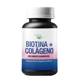 Biotina y Colágeno 100% Natural - Suplemento Vitamínico Antienvejecimiento para Pelo Piel Uñas - Vitaminas para Cabello - 60 Cápsulas- green house