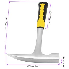 JOIKIT 29oz Rock Pick Hammer, 12 Inch Forged Masonry Hammer with Shock Reduction Grip, Masonry Hammer for Mining Geologist