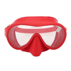 Scuba Diving Goggles Anti Fog Tempered Glass Snorkeling Dive Mask with Silicone Strap Foldable Panoramic View Swim Goggles Red