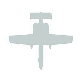 Top View A-10 Thunderbolt II Sticker - Decal - Die Cut - a10 - Silver 4.00" x 3.66"