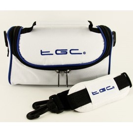 Canon PowerShot G7X Camera Case Bag by TGC ® with shoulder strap and Carry Handle (Cool White With Dreamy Blue Trims)