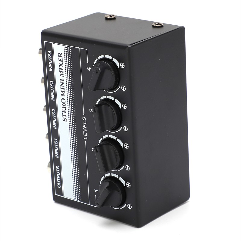 Stereo Mini Mixer Passive Audio Signal Controller 4 Channel Hub