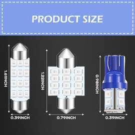 Bawkars 24 PCS Car Led Lights Interior, Dome Light LED Car Bulb Kit Set T10 31 mm 42 mm, Festoon Bulbs Interior Replacement Car Map Door Courtesy License Plate Light (Blue)