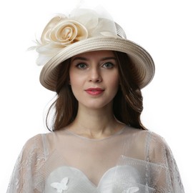 Original One Women's Classic Cloche Church Hat for Derby Day Kentucky Horse Racing (Champagne Gold)