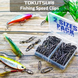 TOKUTSURI Fishing Speed Clips Topwater Quick Change Fishing Clips Snaps Crankbaits Power Clip Stainless Saltwater Freshwater 100pcs Black Set A
