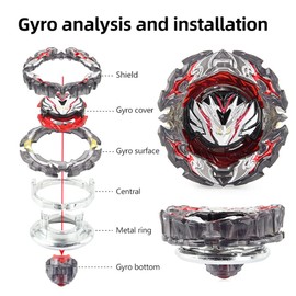Netoke Gyro Burst Spinning Top Set, 4D Metal Fusion Battle Spinning Top with Battling B-184 Launcher LR Gift Set, Models: B-195+B-191-02