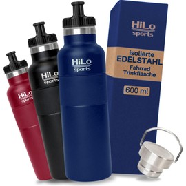 HiLo sports 600 ml Bicycle Bottle Stainless Steel Insulated – For Plastic Bottle Holder – Powder Coated Stainless Steel – Bicycle Water Bottle with 2 Caps – Thermal Cycling Bottle