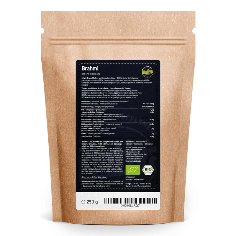 Biotiva Brahmi Organic Powder 100 g - Bacopa Monnieri -