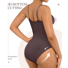 FeelinGirl Plus Size Body Shaper Tummy Control Shapewear Bodysuits Seamless Shapewear Brief for Women Chocolate 3XL-4XL