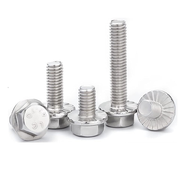 BOZONLI Flanged Hex Bolt (Fully Threaded Setscrew), Stainless Steel Flange