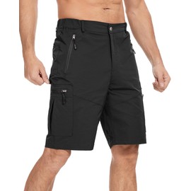 LVCBL Mens Cargo Hiking Shorts Outdoor Lightweight Quick-Dry Shorts with Zipper Pockets Black L