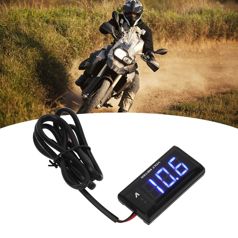Universal LCD Motorcycle Voltmeter Ultra Thin Waterproof Voltmeter with Left