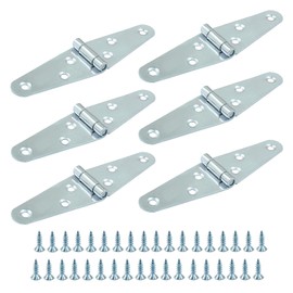 Piutouyar 6 Pcs Heavy Duty Strap Hinges, Silver Strap Hinges 2 Inch Shed Hinges Cabinet Latch Door Hinge Gate Hinge with Mounting Screws