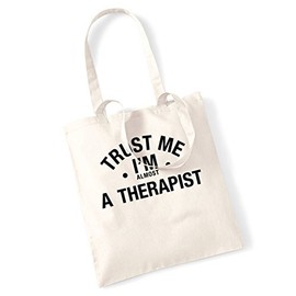 Flox Creative Trust me I'm almost a therapist tote bag