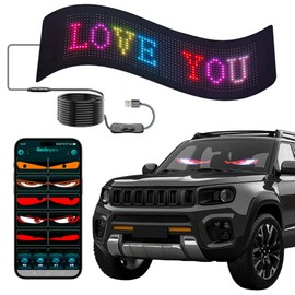Qeeanmo Devil Eyes Light For Cars, Flexible LED Digital Display With APP Control, Programmable Soft Screen LED Sign For Car, 15.5"x4.3"