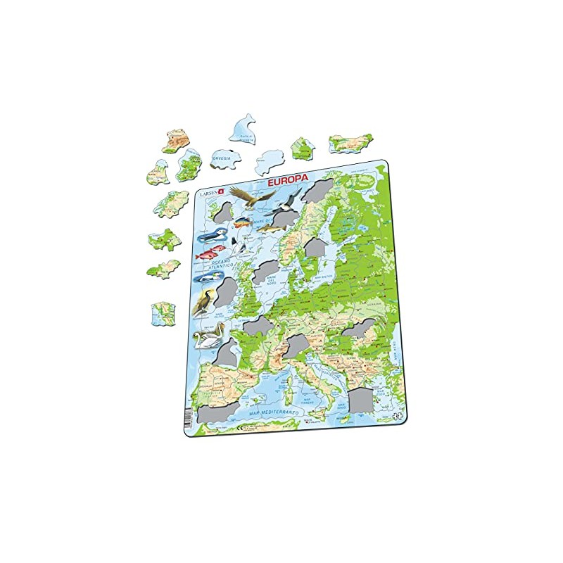 Larsen K70 Europe Physical Map Italian Edition Frame Puzzle with