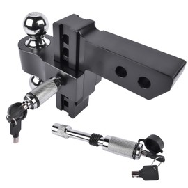 Lamerto Aluminum Adjustable Trailer Hitch Fits 2-Inch Receiver, 6-Inch Drop/Rise Drop Hitch 12,500 LBS GTW Tow Hitch, 2" and 2-5/16" Hitch Balls with 2 Locking Hitch Pins, Black