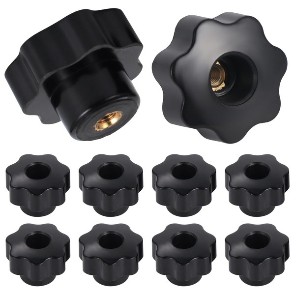 Mynoozi 10 Pieces Star Knob Knurled Thread Clamping Knob, Black