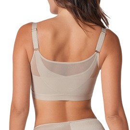 Leonisa Posture Corrector Bra, Wireless Front Closure Posture Bra with Contour Cups – Back Support and Everyday Comfort, Beige, 38D